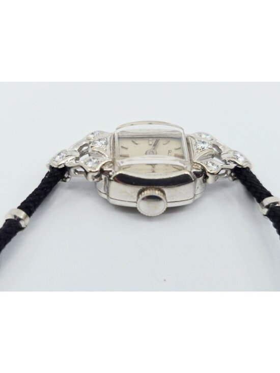 Vintage Glycine 14K White Gold Diamond Ladies Cocktail Watch 17J Swiss main image 14